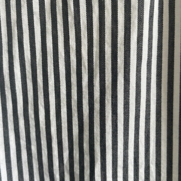 J Crew Shirting Stripe Ruffled Top Grey White - Picture 5 of 9